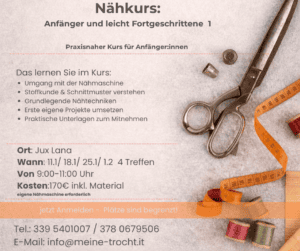 Kurse Nähkurs für Anfänger Jänner